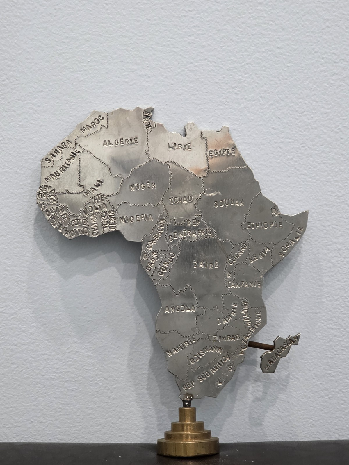 Vintage Steel Africa Map  Unique Rare, Handmade, Ethnic Home Office Decor