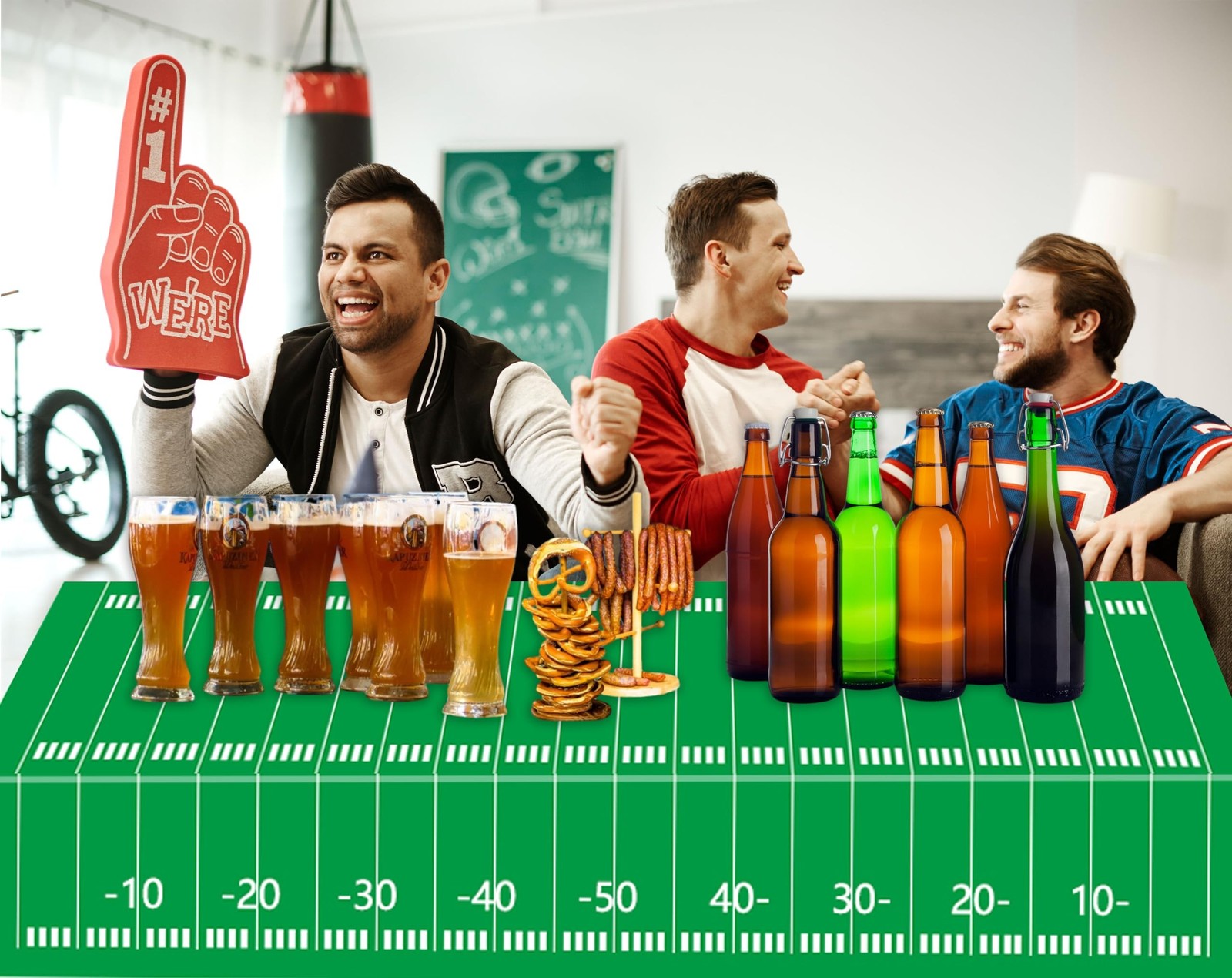 Kesfey 3 Packs Football Party Tablecloth 54 x 108 Inches Football Field Touch...