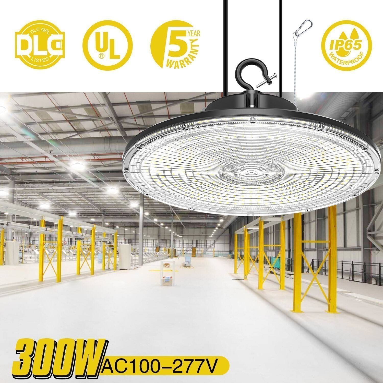 10 X 300W UFO LED High Bay Light Warehouse Factory Industrial Lamp 43500LM 5000K