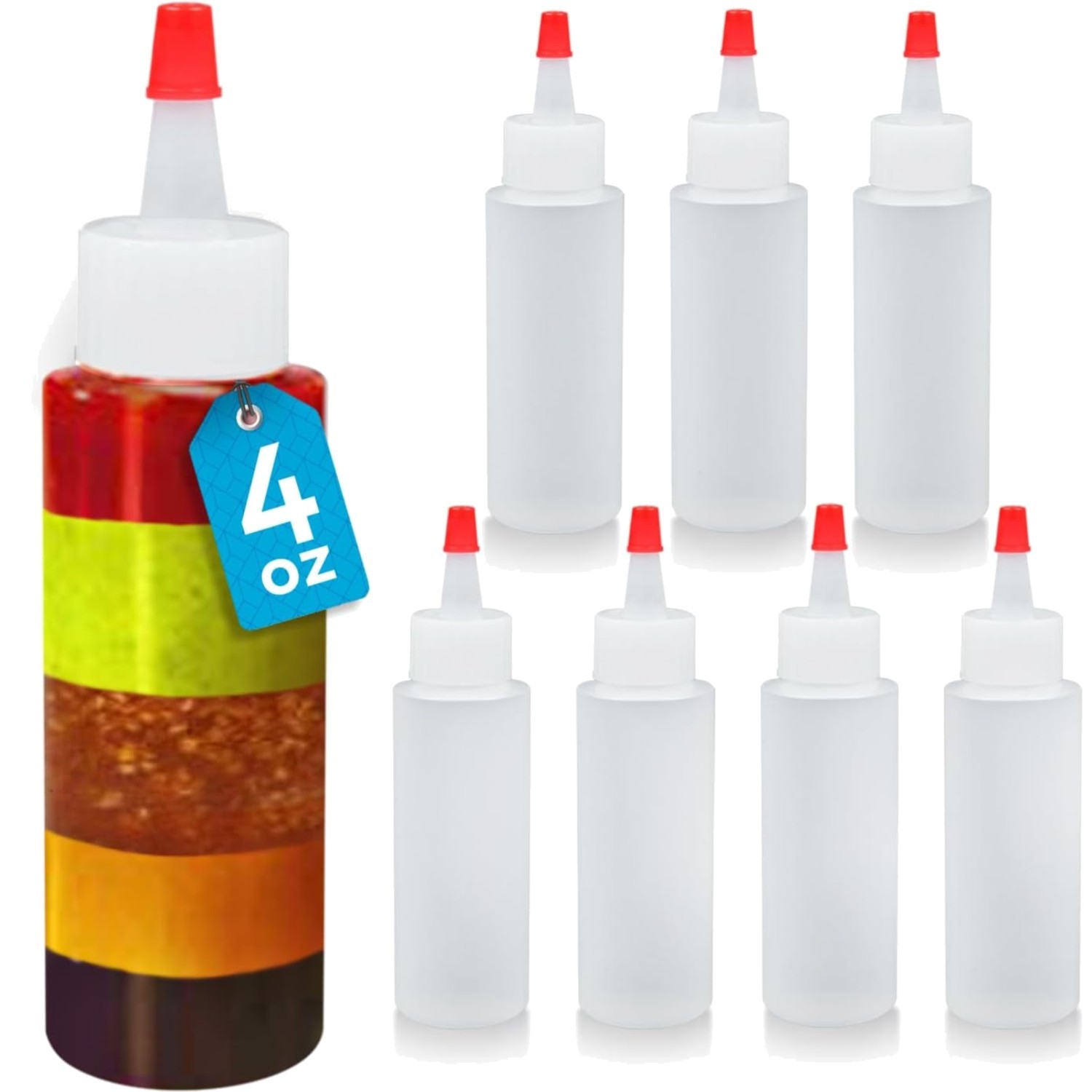 Plastic Squeeze Bottles - 4 Oz, Pack of 8, Clear - Mini Squeeze Bottles for S...