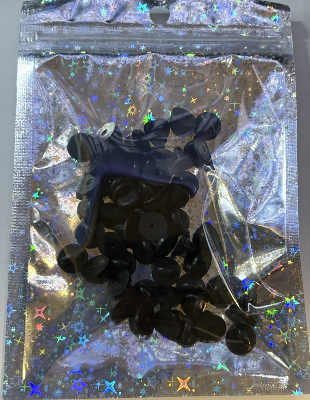 50 pc Black Rubber Pin Backs Enamel Clutch Backing Replacement