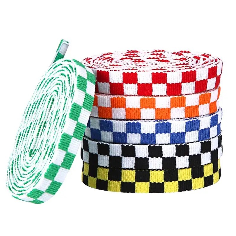 FLAT CHECKERED Athletic SHOE LACES 40", 47", 55" Sneaker Shoes Strings