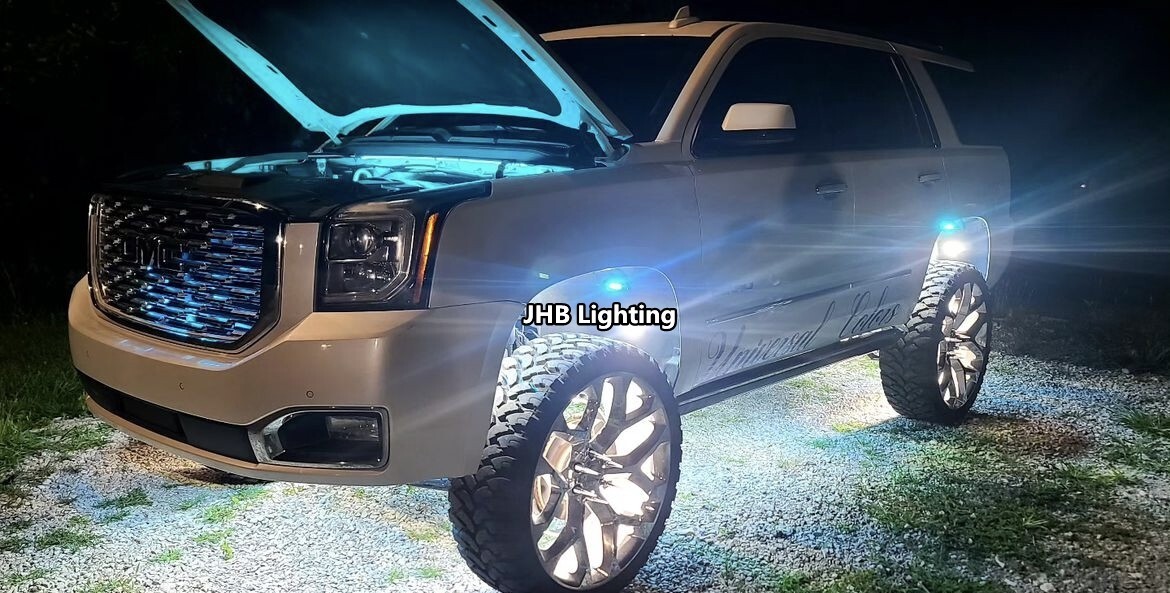 Set with (4) 17.5" QUAD ROW Strobes PURE WHITE Car Truck LED Wheel Rim Lights