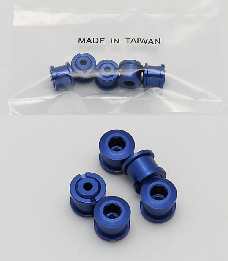 BICYCLE BIKE ALUMINUM 6.5mm SINGLE CHAIN RING CRANK NUTS BOLT SCREWS 5 SETS BLUE