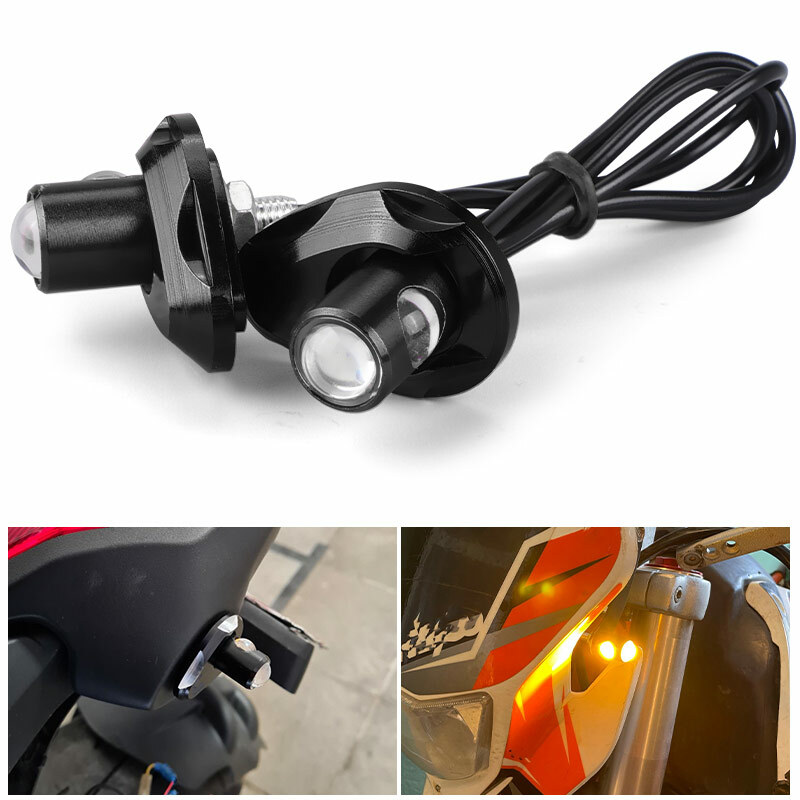 2X Universal Mini LED Motorcycle Turn Signals Indicator Amber Blinker Light Lamp