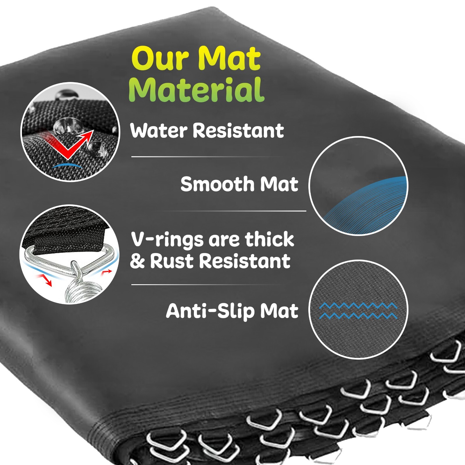 Universal Replacement Round Trampoline Jumping Mat 6 7.5 8 10 12 13 14 15 16 ft