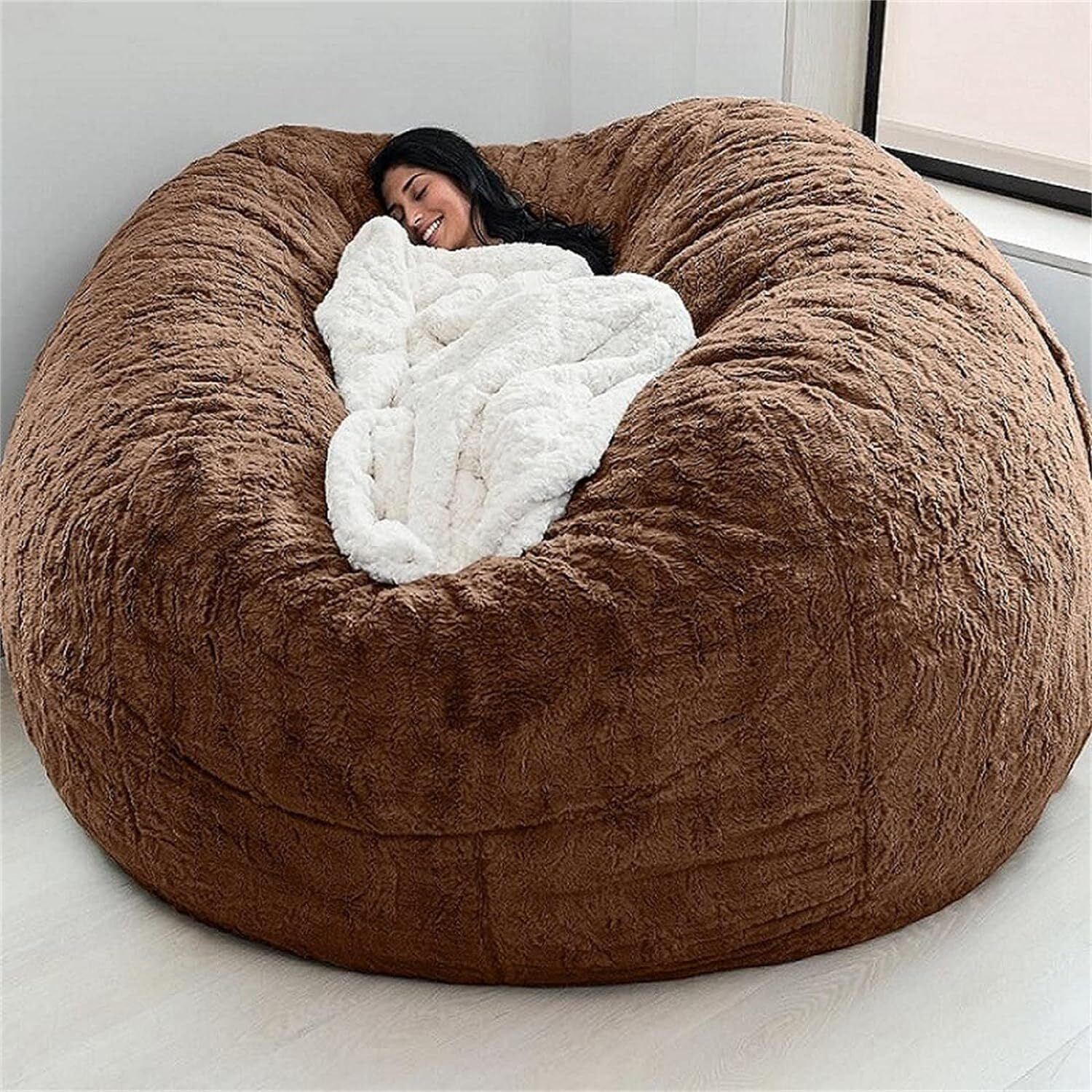 7Ft Large Bean Bag Chair Cover Living Room Furniture Faux Lazy Sofa Bed Cover