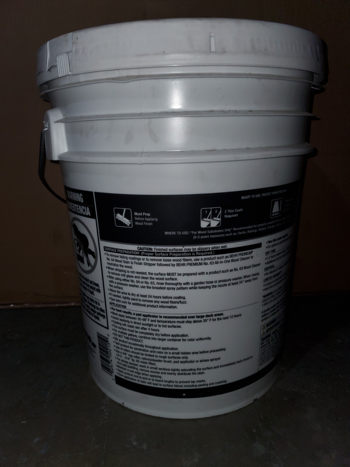 BEHR 5 Gal Premium Transparent Waterproofing Wood Finish REDWOOD #502 T330