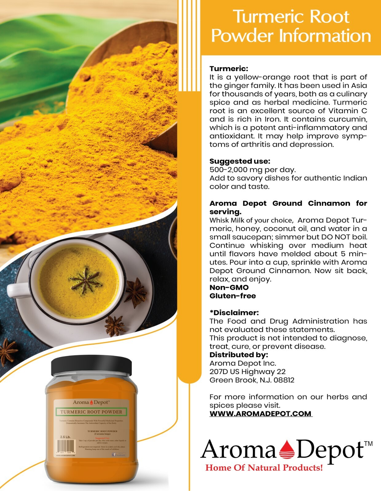 Tumeric Root Powder Pure Curcuma Longa Raw Spice cúrcuma Turmeric 100% Natural