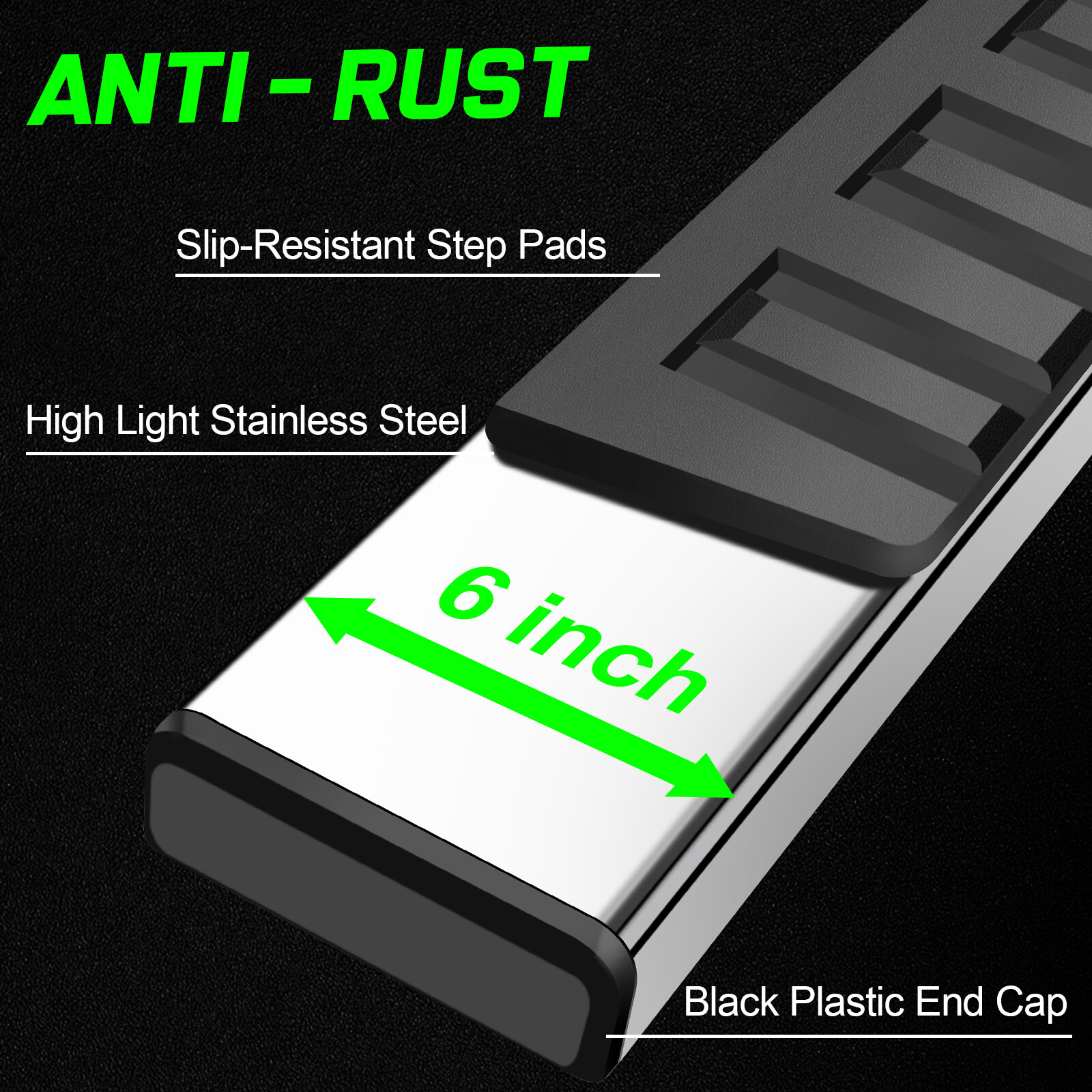 6" For 2019-2024 Silverado/GMC Sierra Crew Cab Nerf Bar Running Board Side Step