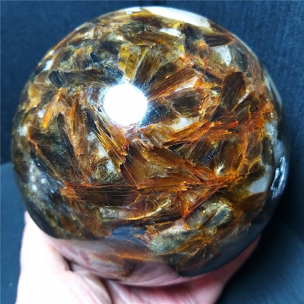 RARE 3200G Natural Brown Tourmaline Unicorn Gem Mica Symbiotic Stone Ball AC1013