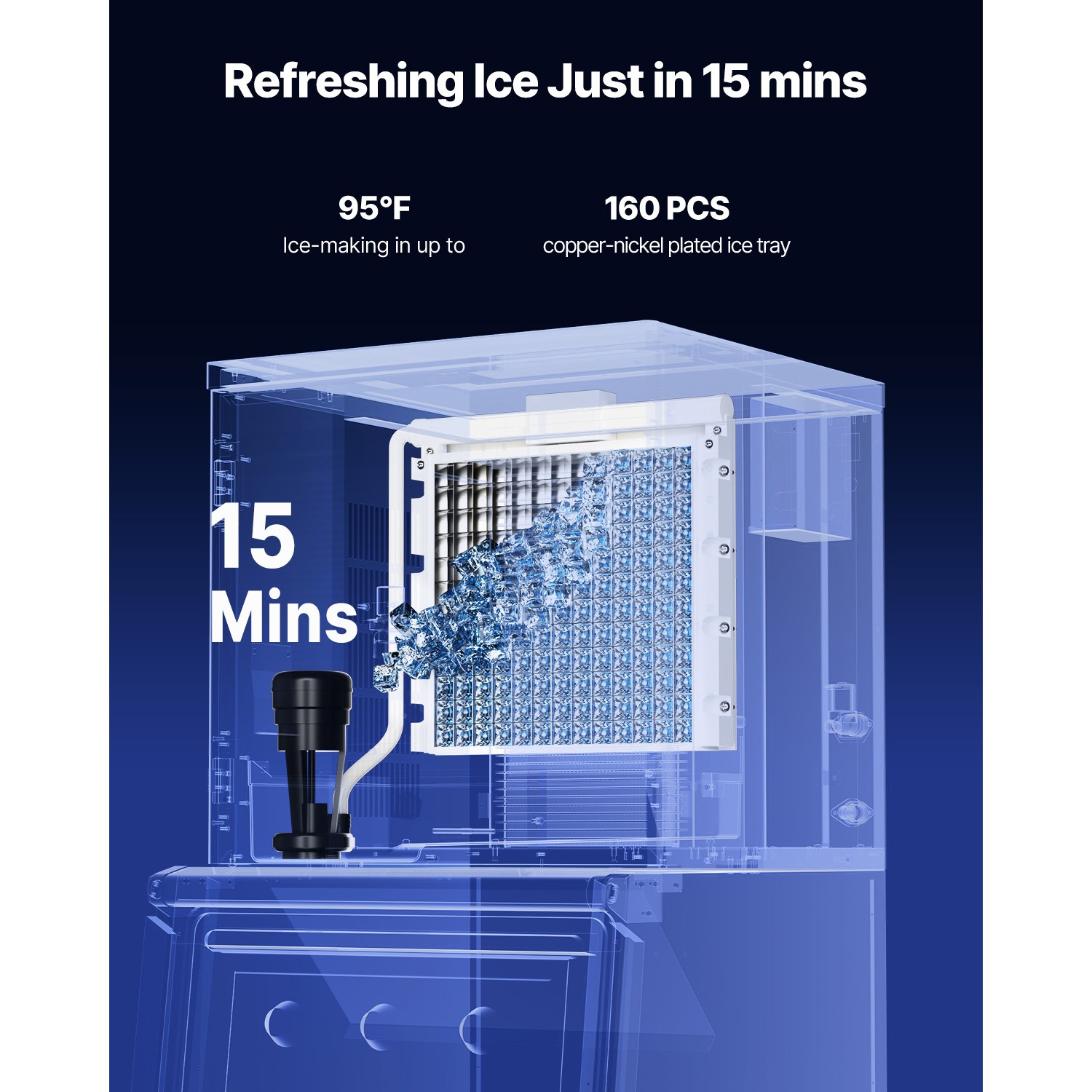 Commercial Ice Maker Machine - Head 360 lbs/Day Self-Cleaning Ice Machine