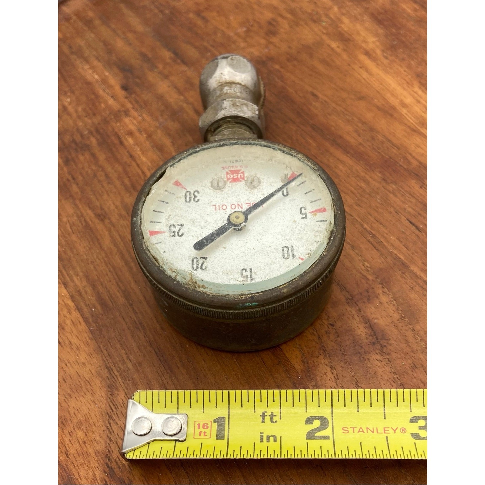 Vintage Brass Pressure Gauge 30 PSI U.S. Gauge UNTESTED READ