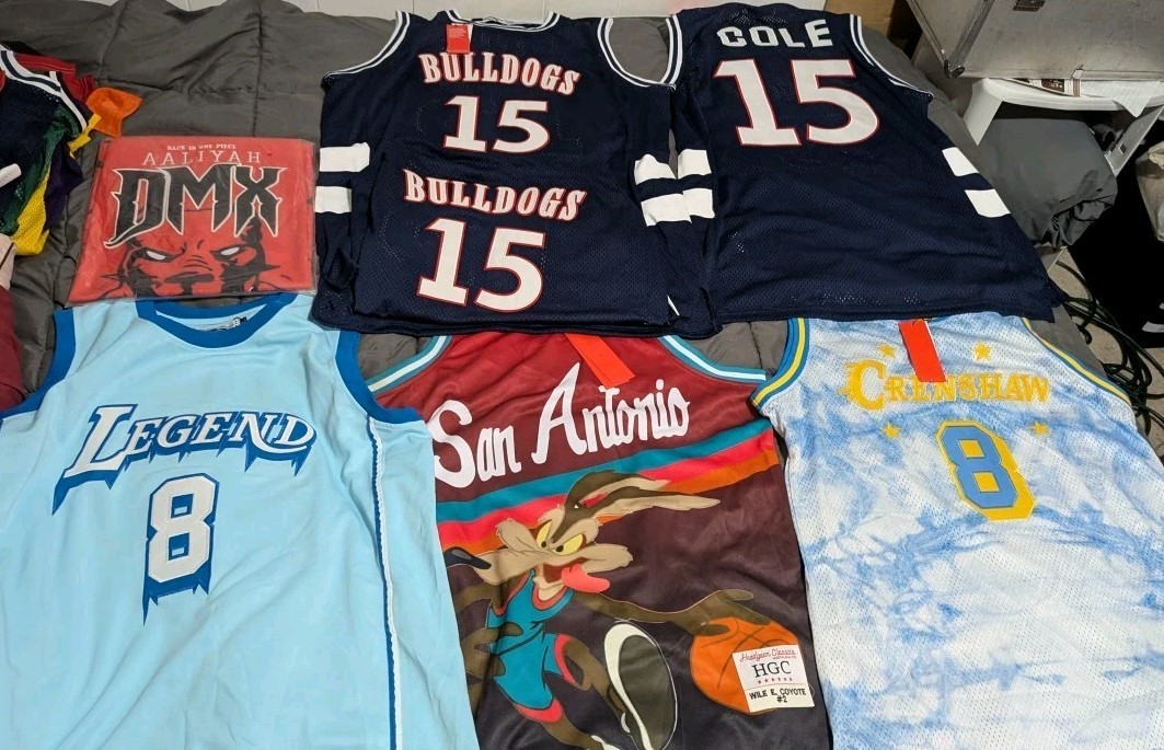 XL Jersey Lot Of 20 J. Cole Kobe Bryant Michael Jordan Nipsey Boucher Waterboy
