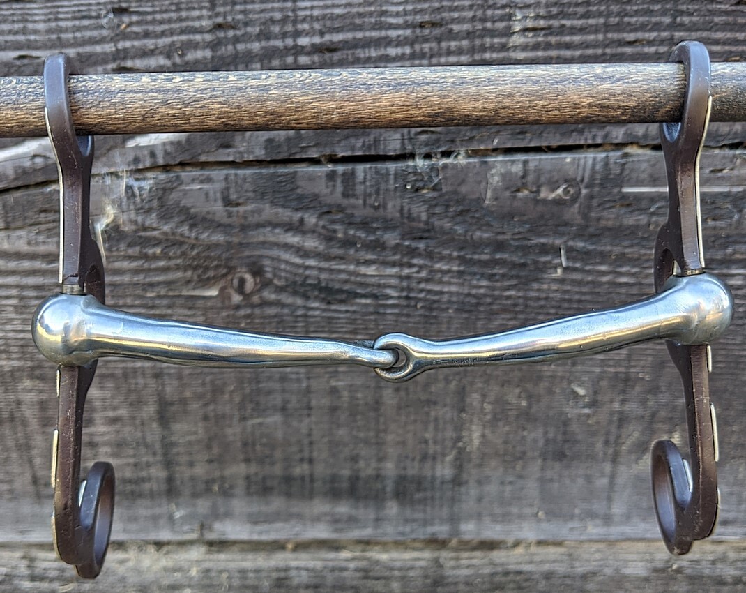 Short Shanked Snaffle Bit - Brown Iron - Silver - 5 1/2" Mouth - 6" Cheek