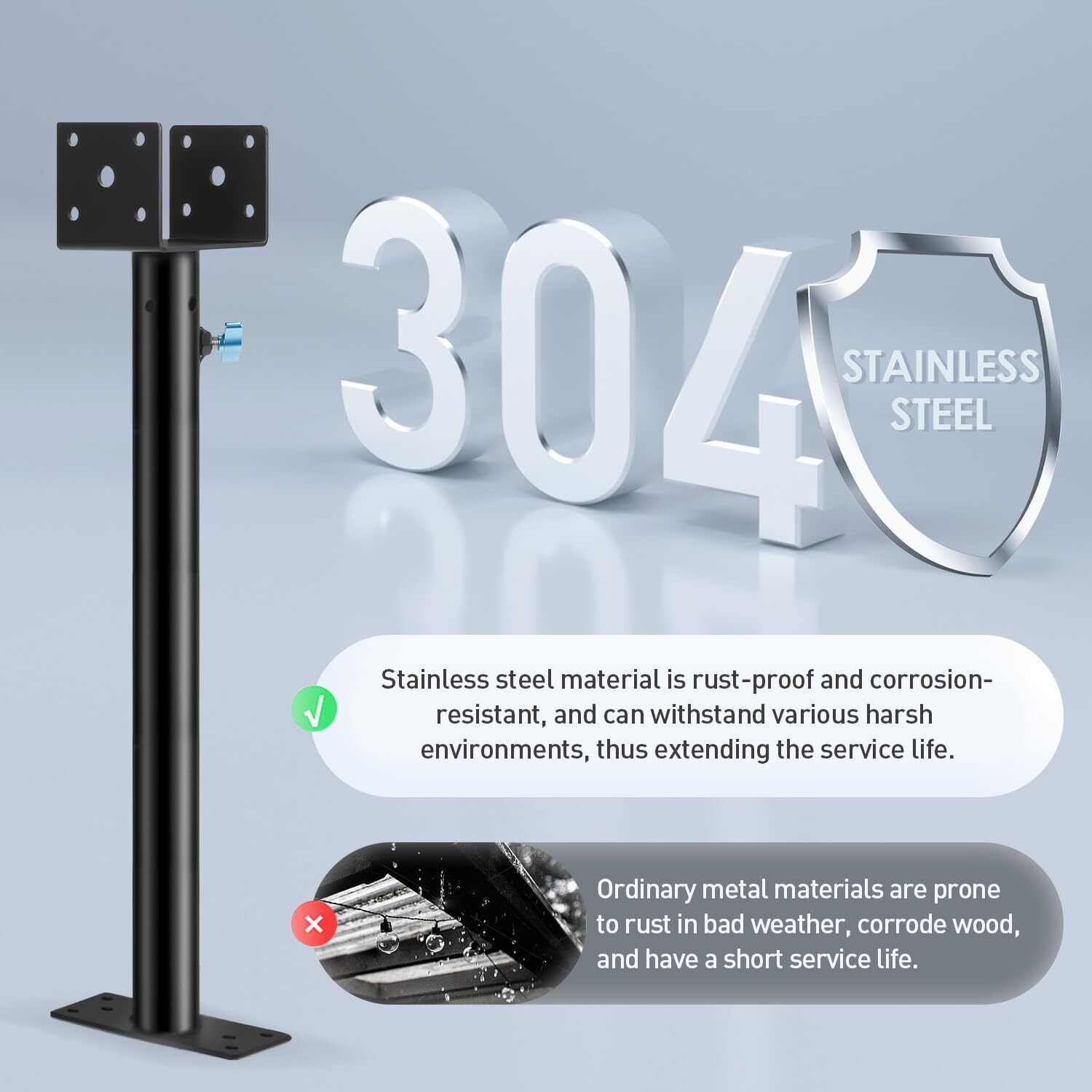 2Pack 3.6-Inch Saddle Stainless Steel Roof Riser for Patio Pergola