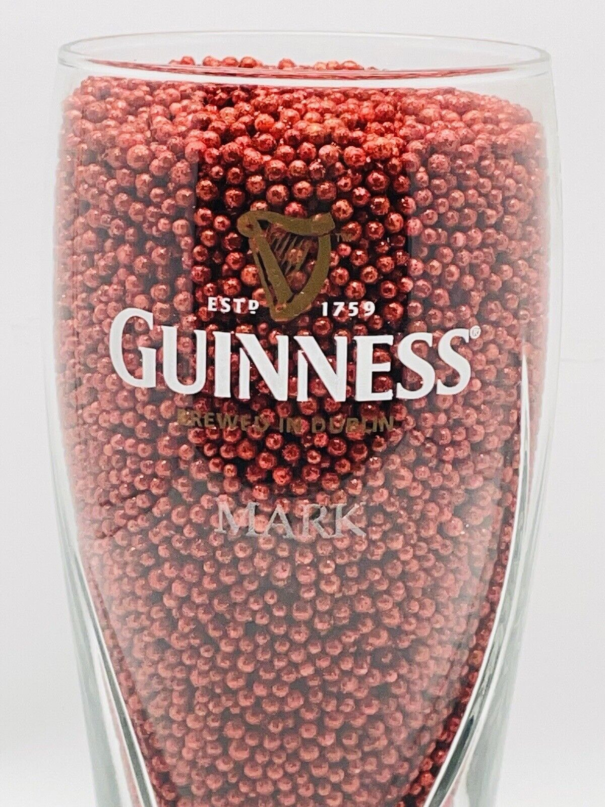 Guinness Brewed In Dublin Beer Pint Glass 3 D Harp Man Cave piece 16 oz MARK