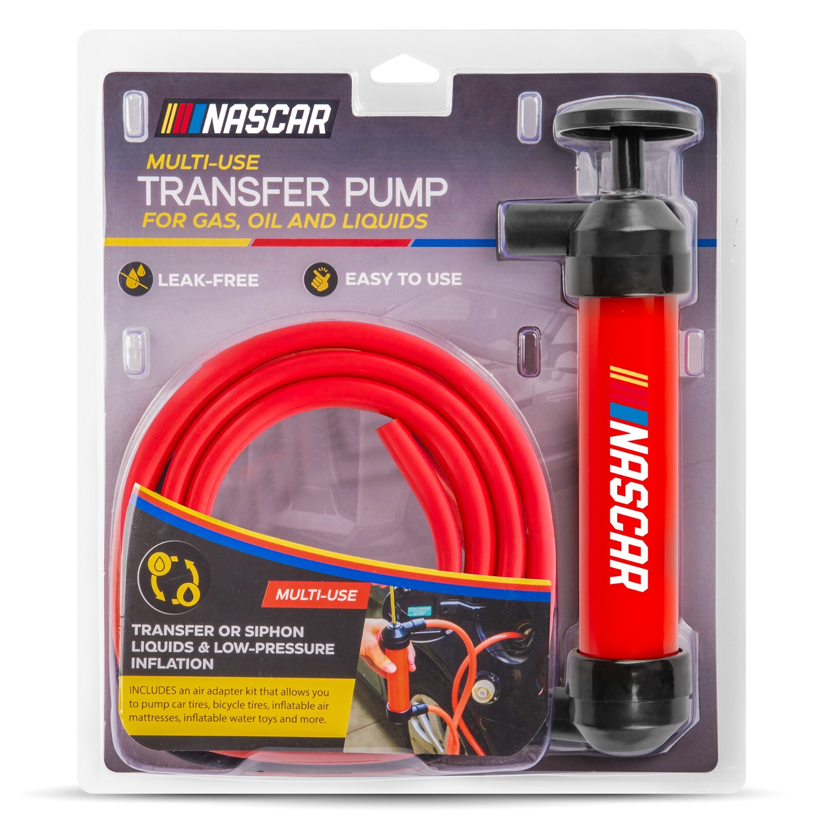 NASCAR Transfer Pump-Multi-Use Hand Siphon for Gasoline, Oil & Liquids, Air Pump