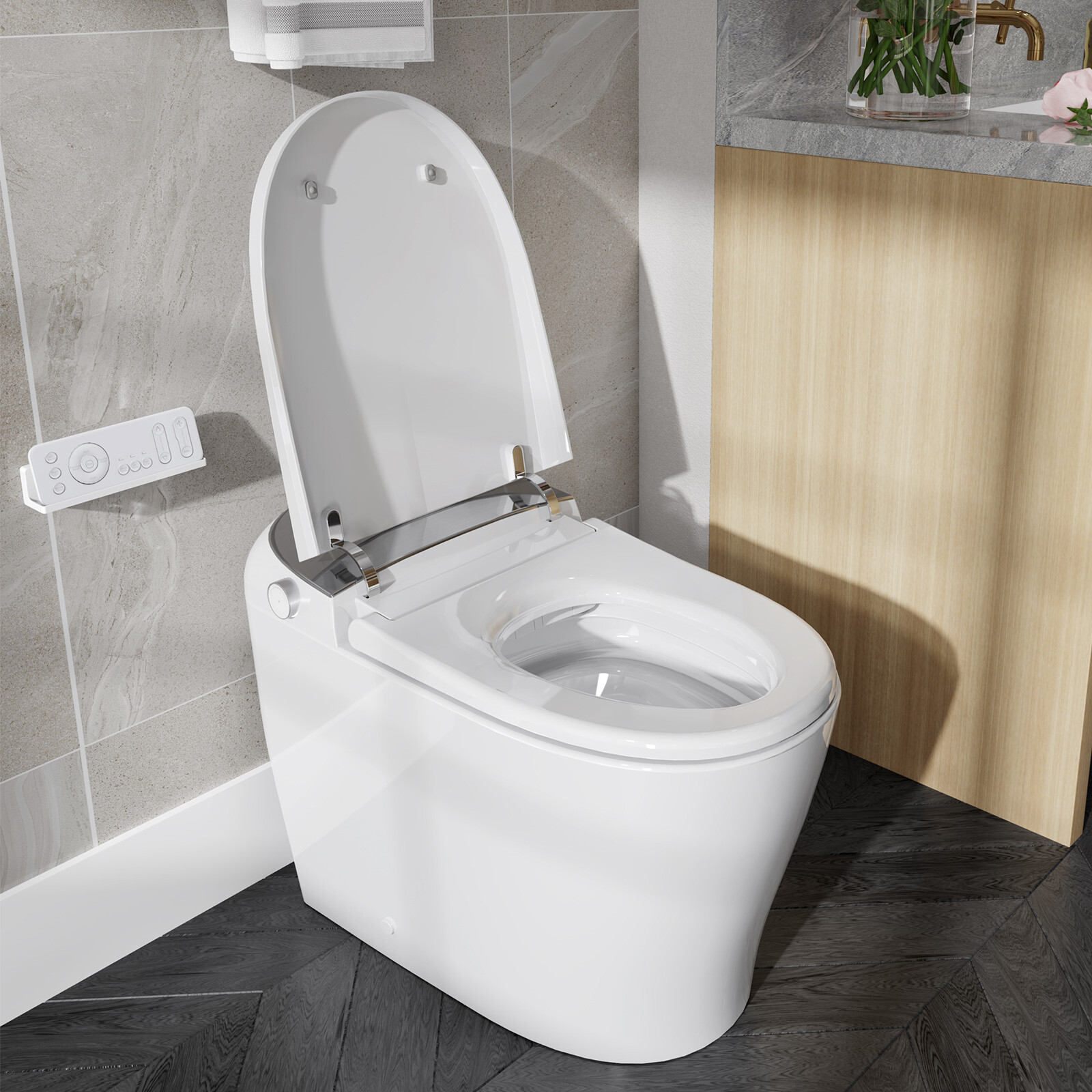 Smart Toilet with Powerful Flush Auto Open/Close Lid Warm Water Auto-flush