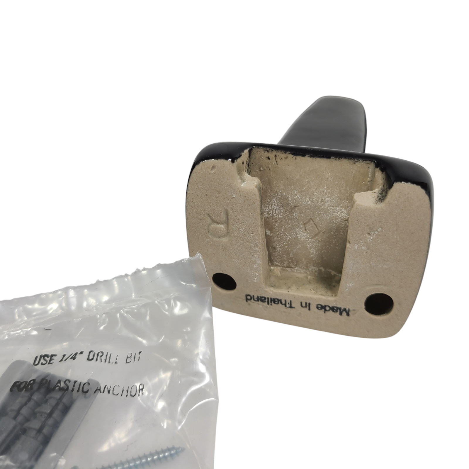 Vintage Black Ceramic Towel Bar Rod Rack Post Holders Bracket Screw in Drywall