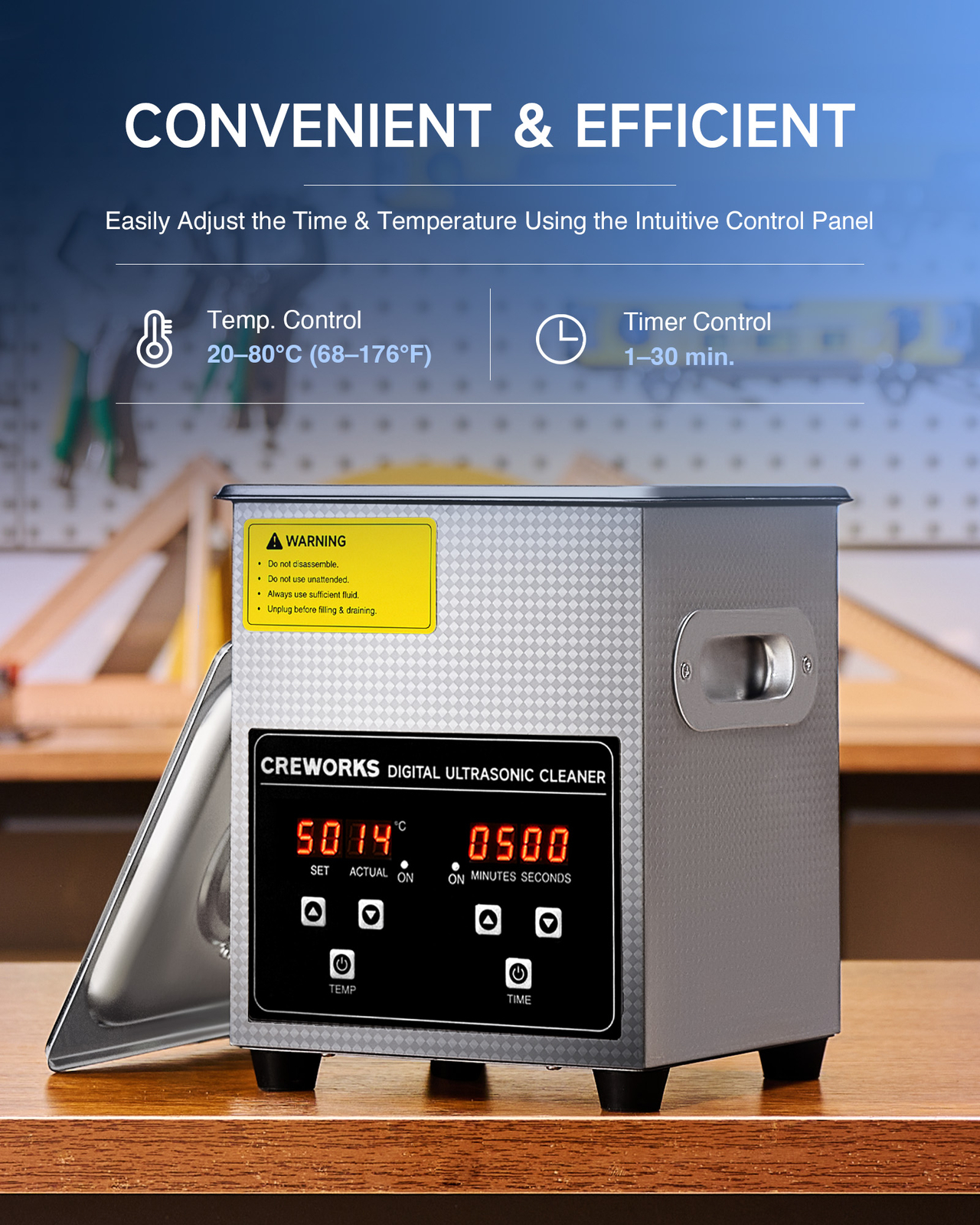 CREWORKS 2/3/6/10/15/22/30L Ultrasonic Cleaner with Digital Timer & Heater