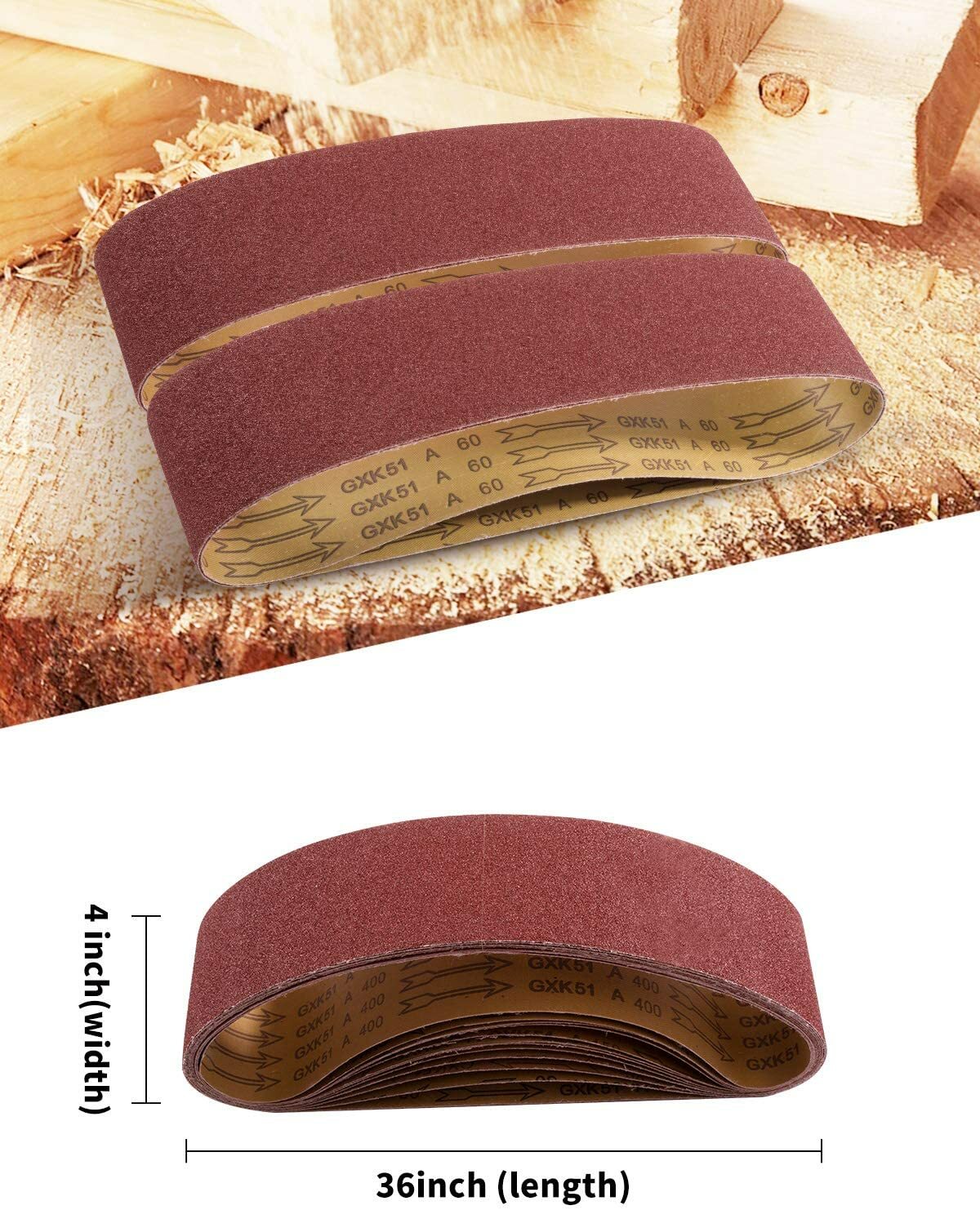 12PCS Sanding Belts 4 x36 inch 60 80 120 150 240 400 Grit Belt Sander Sandpaper