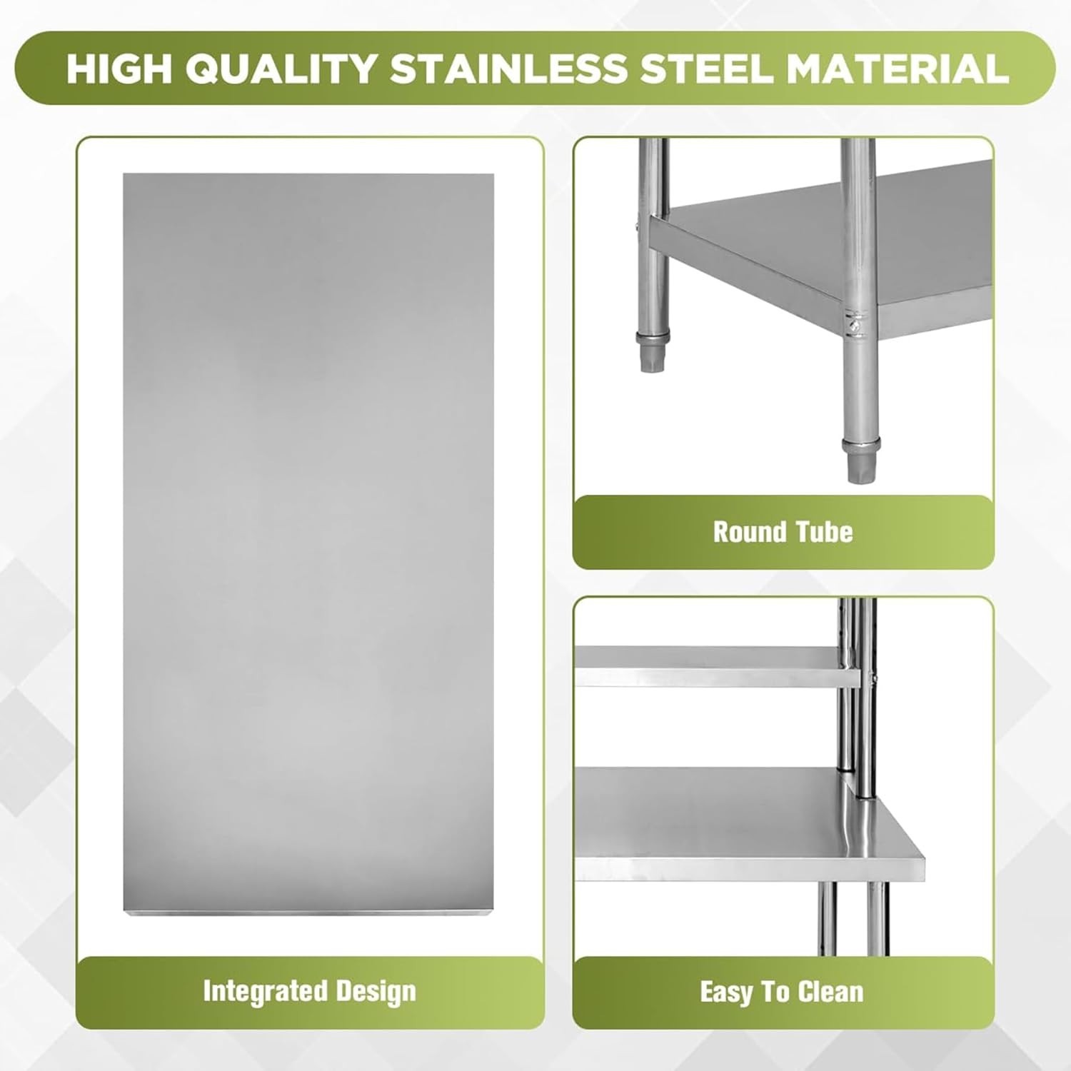 48" X 24" Stainless Steel Table with Overshelves Kitchen Prep Table Adjustable