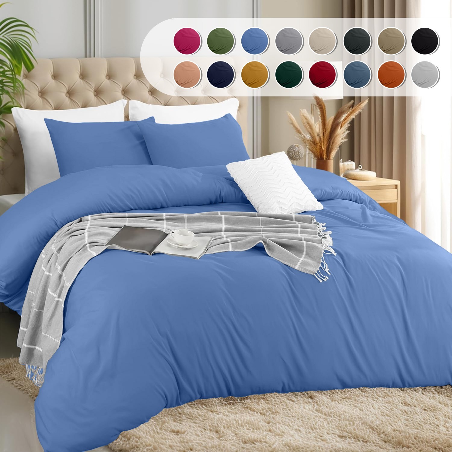 3 Pcs Duvet Cover Set Soft Quilt Cover Bedding Sets with Pillow Shams Twin King