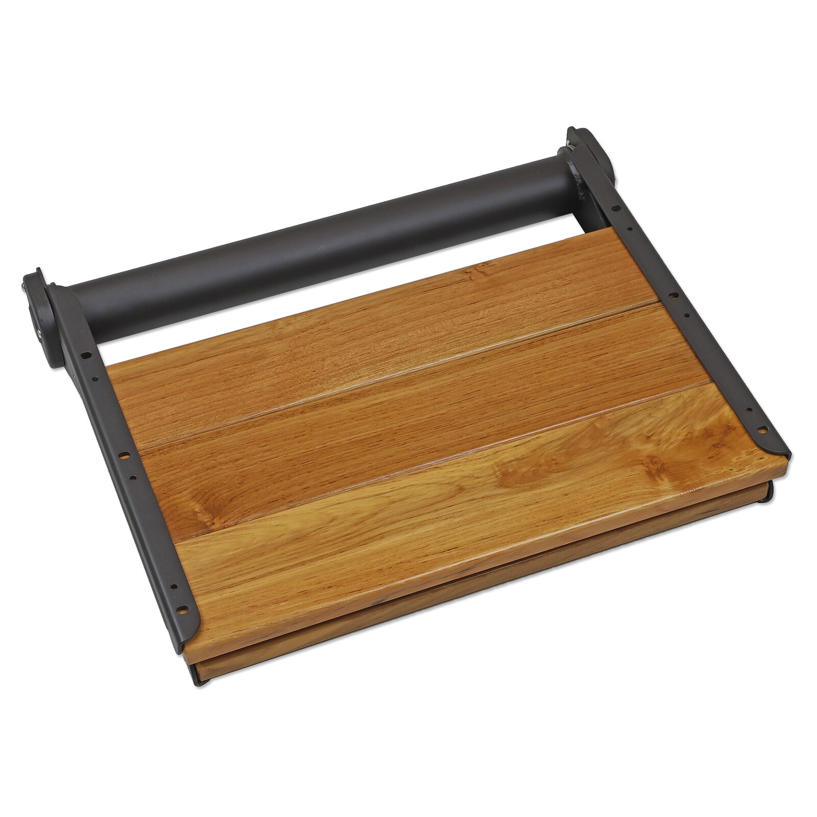 18" ADA Compliant Folding Teak Wood Shower Bench Seat Medical Wall Mount Black