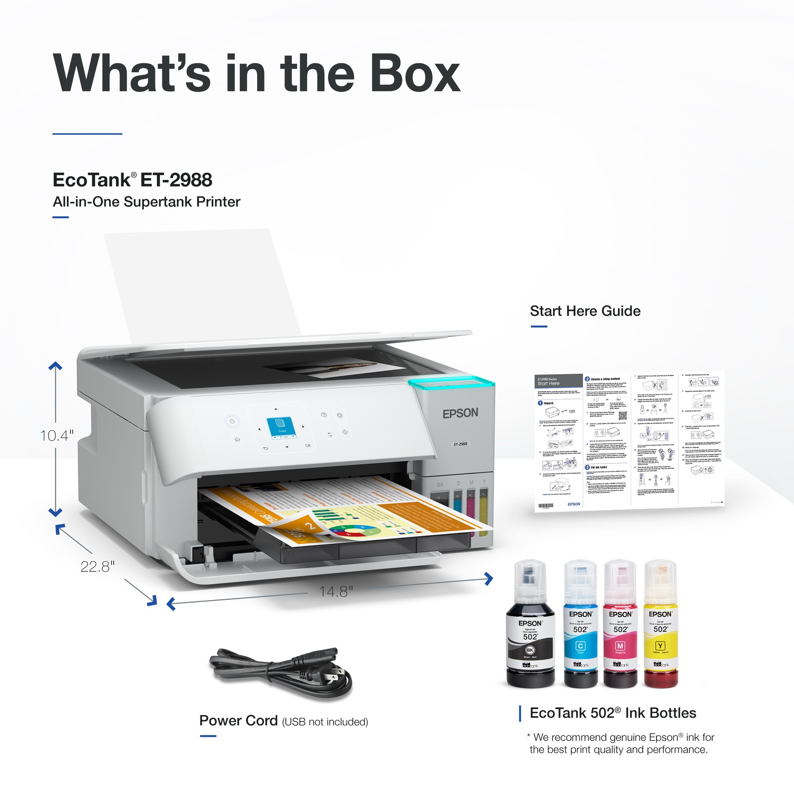 Epson EcoTank ET-2988 Printer - White - Certified Refurbished