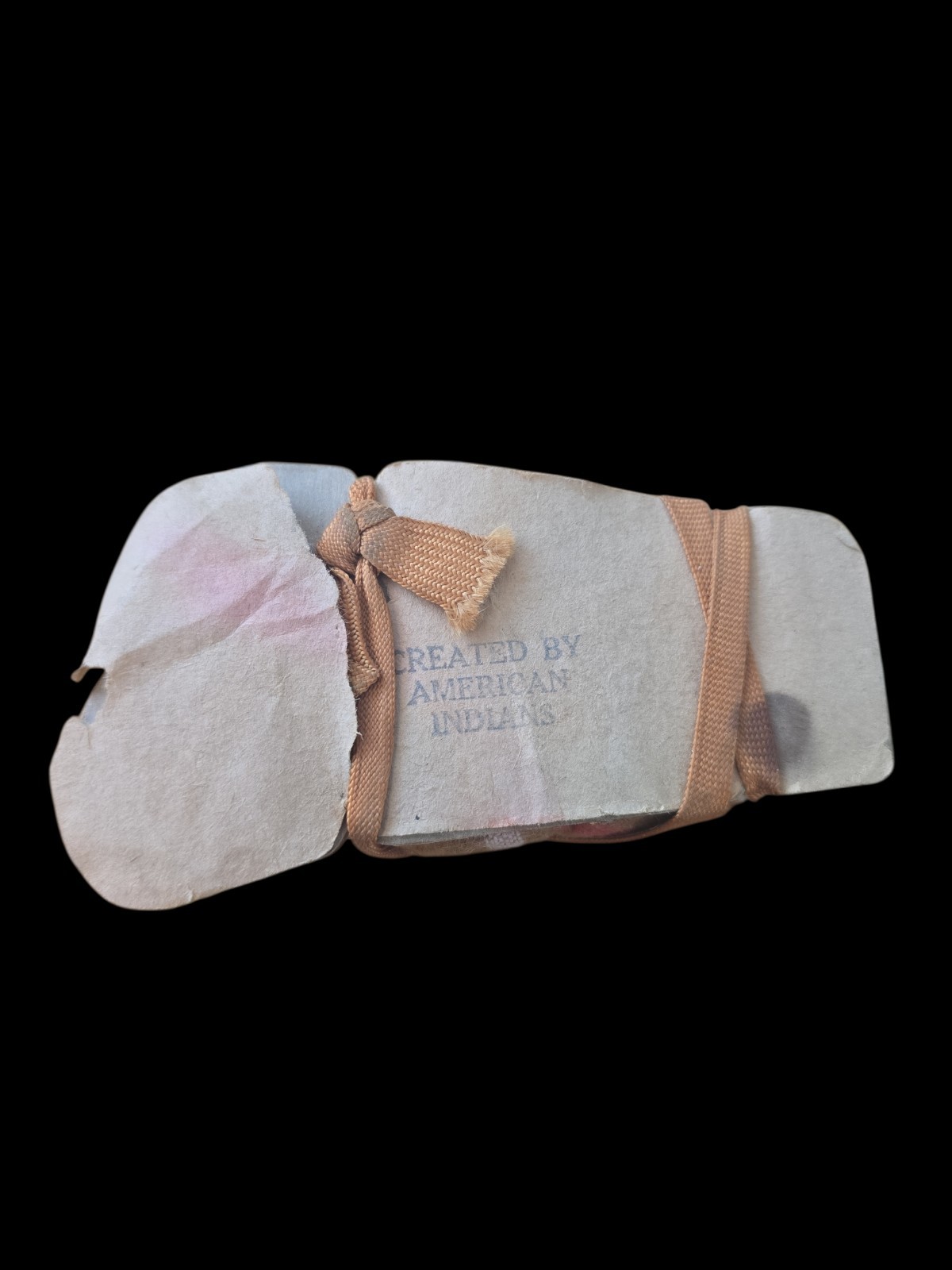 VTG Native American Papoose 3.5" Baby With Brown Blanket on Painted Cradlebaord