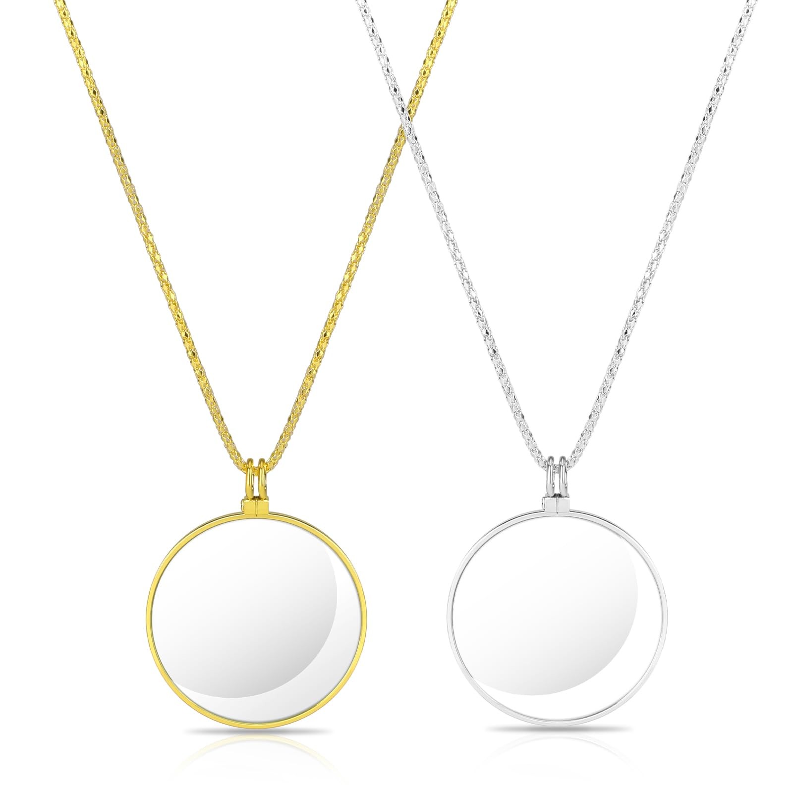 2 Colors 5X Magnifier Monocle Lens Necklace Magnifying Glass loupe on Chain V...