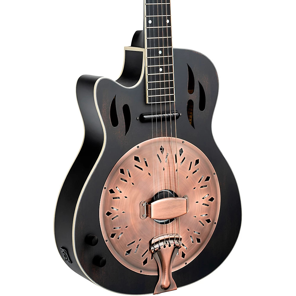 Ortega Left-Handed Concert Cutaway A/E Resonator Guitar Blk 197881417611 OB