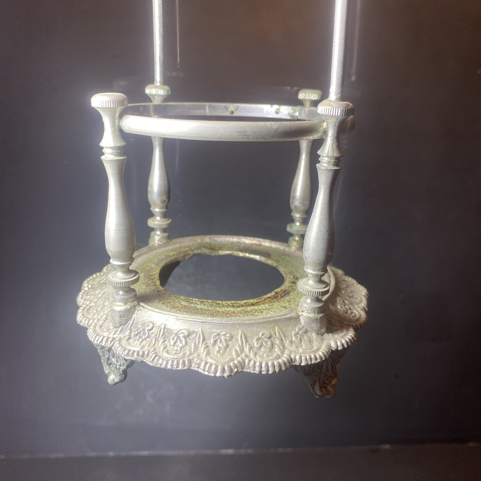 Antique Victorian Silverplated Bird & Floral Motif Frame. Taxidermy Stand Idea.