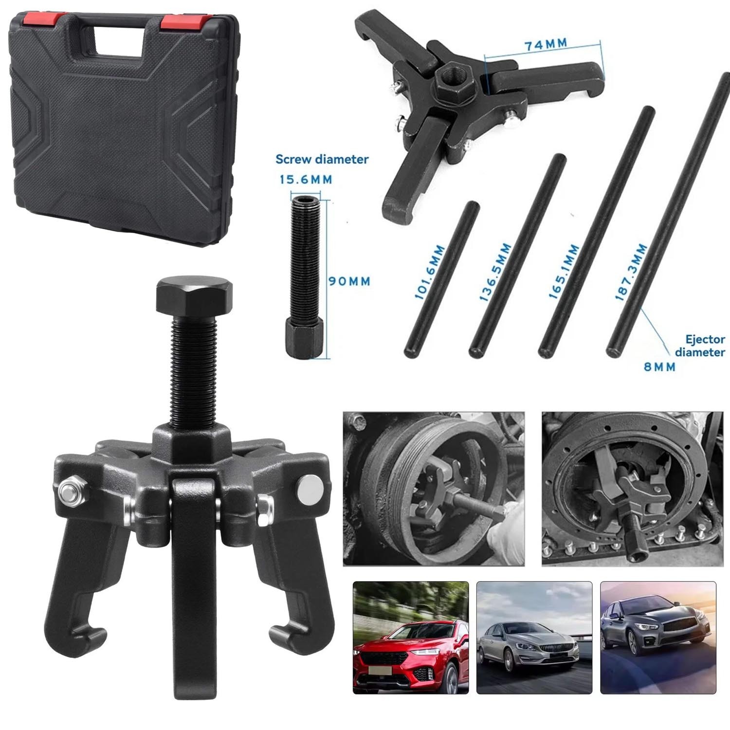 Harmonic Balancer Puller Crank Pulley Removal Kit Engine Motor Rod Auto LS GM US