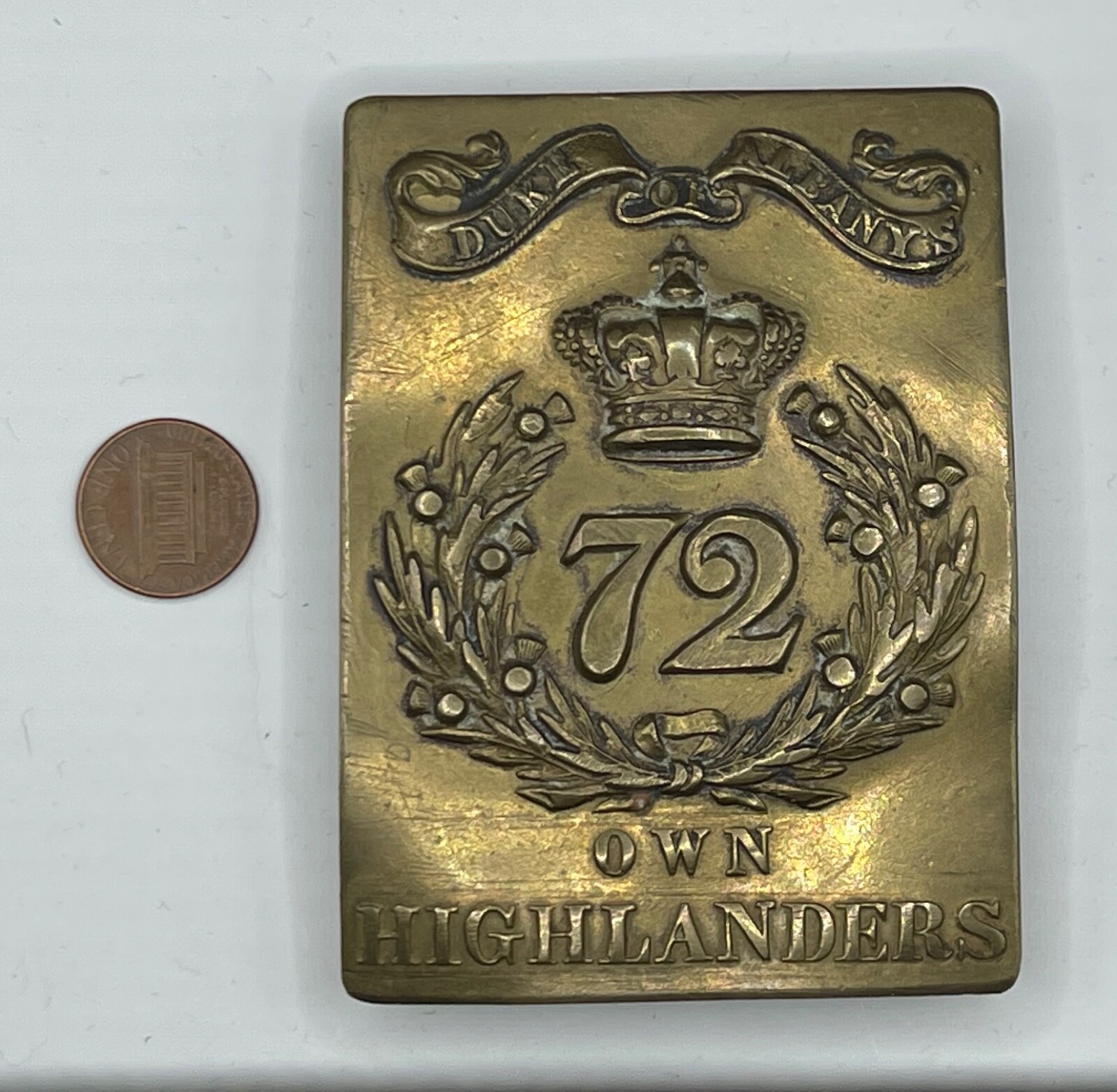 RARE ORIGINAL BRITISH VICTORIAN ERA 72nd DUKE ALBANY OWN HIGHLANDERS BELT PLATE