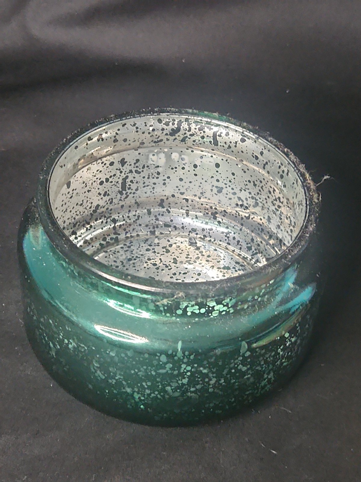 Empty Candle Jar with Wooden Lid Green "Mercury" Glass Refillable Storage