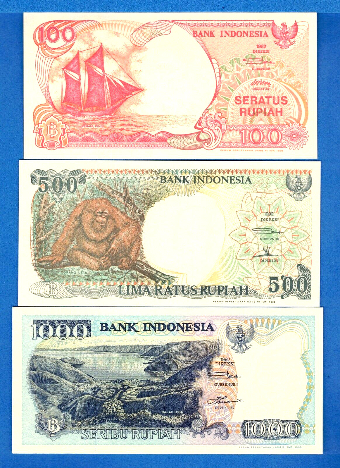 Indonesia 100, 500, 1000 Rupiah Uncirculated Banknote Set-6