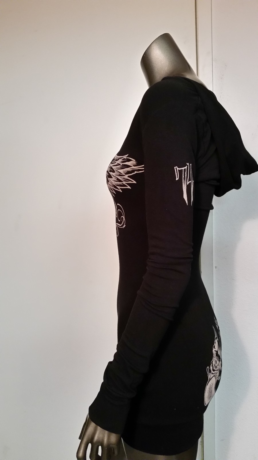 new womens hustler tattered long sleeve hoodie retail 48.00