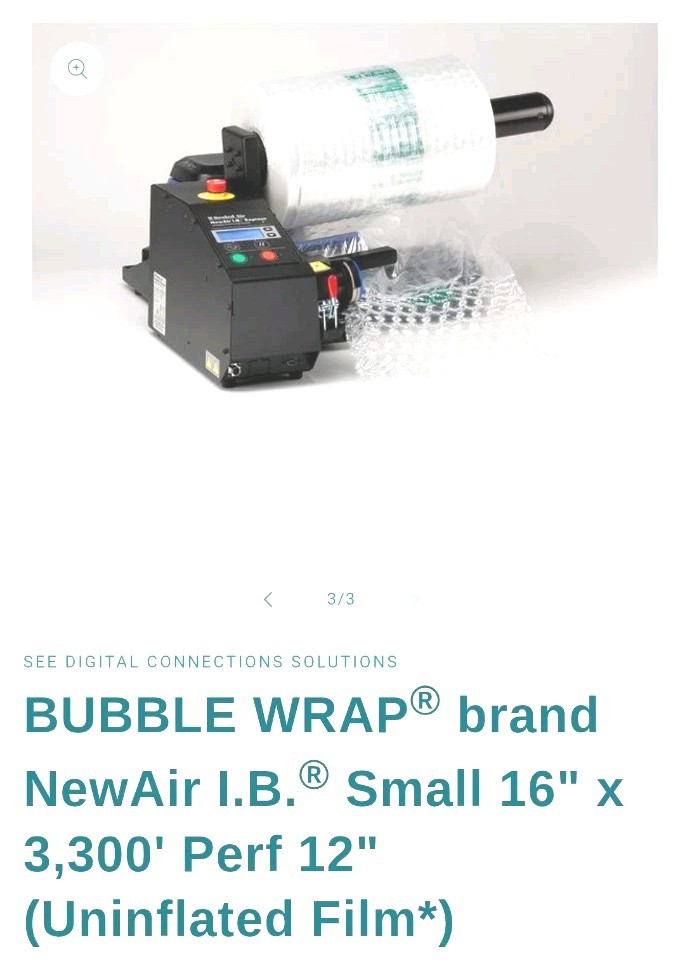 Bubble Wrap Brand- New Air I.B. Small 16" x 3300' With 12" Perf- Uninflated Film