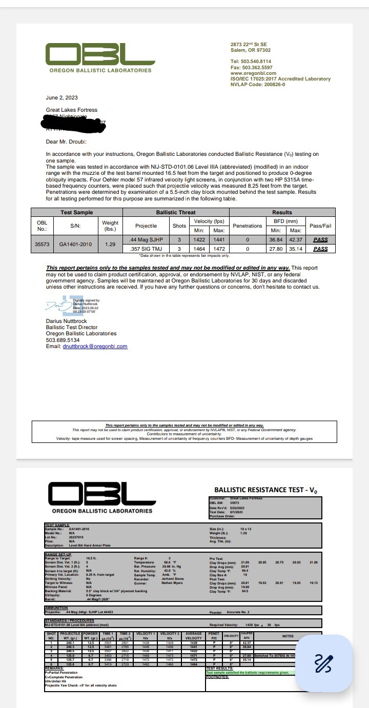 NIJ Level 3a UHMWPE Hard Armor Plates 10"x 12" Bulletproof Set of 2, 1 lb Only