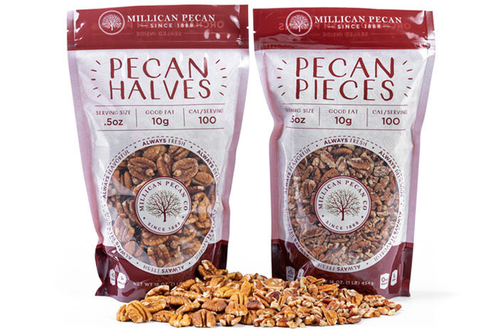 Pecan Halves & Pecan Chopped Pieces (1 lb. bag of ea.) - Millican Pecan | Texas