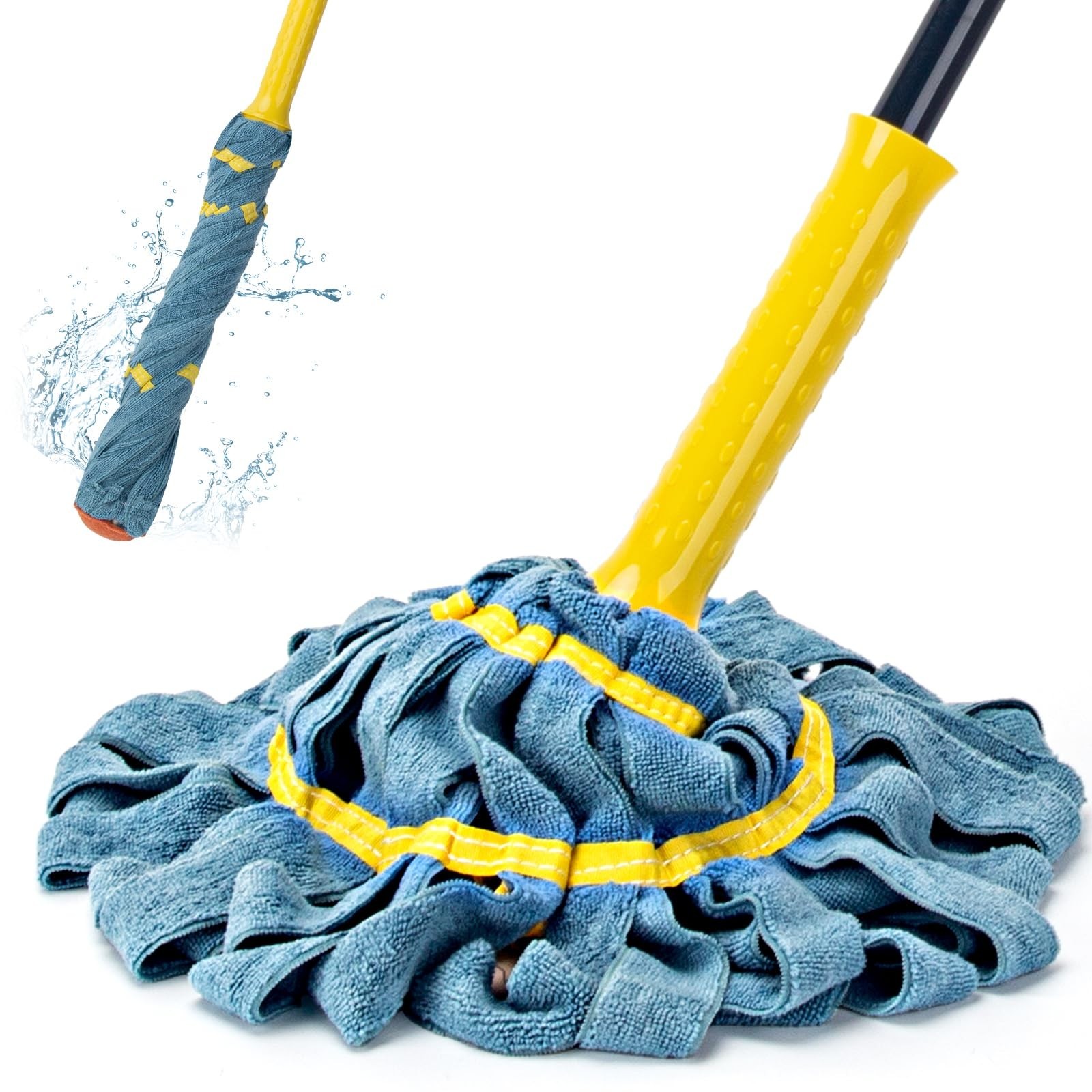 KeFanta Self-Wringing Twist Mop, Microfiber Cloth Wet Mops for Floor Cleaning...