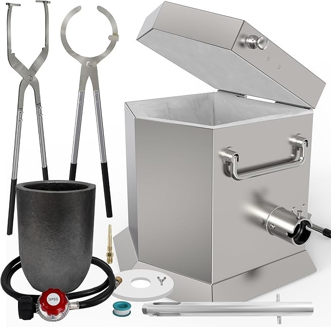 CANALHOUT 7KG/15lbs Propane Melting Furnace Kit with Two Tongs and Crucible
