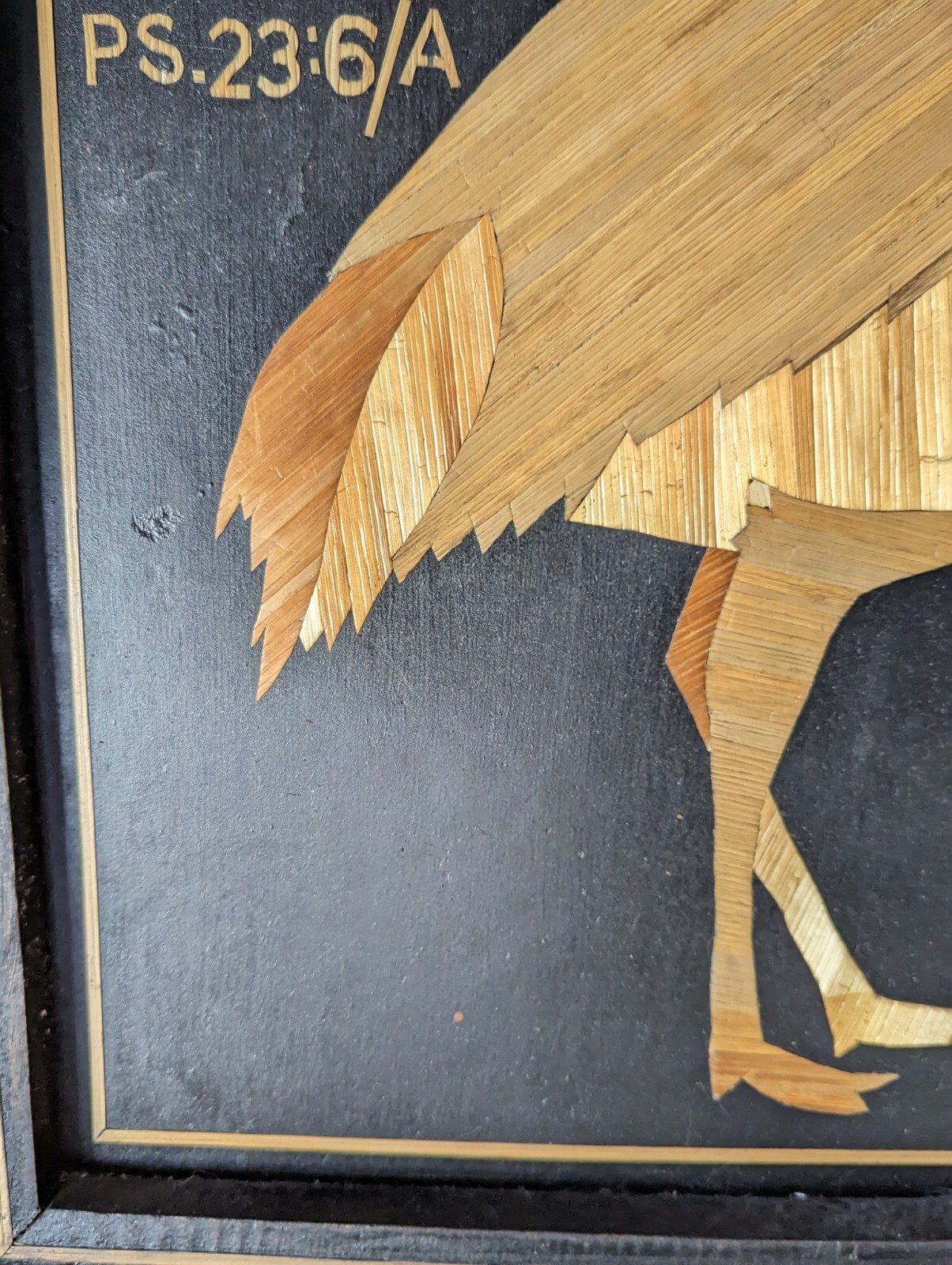 Handmade African Banana Tree Art Ostrich Christian Wall Decor Psalm 23:6 Vintage