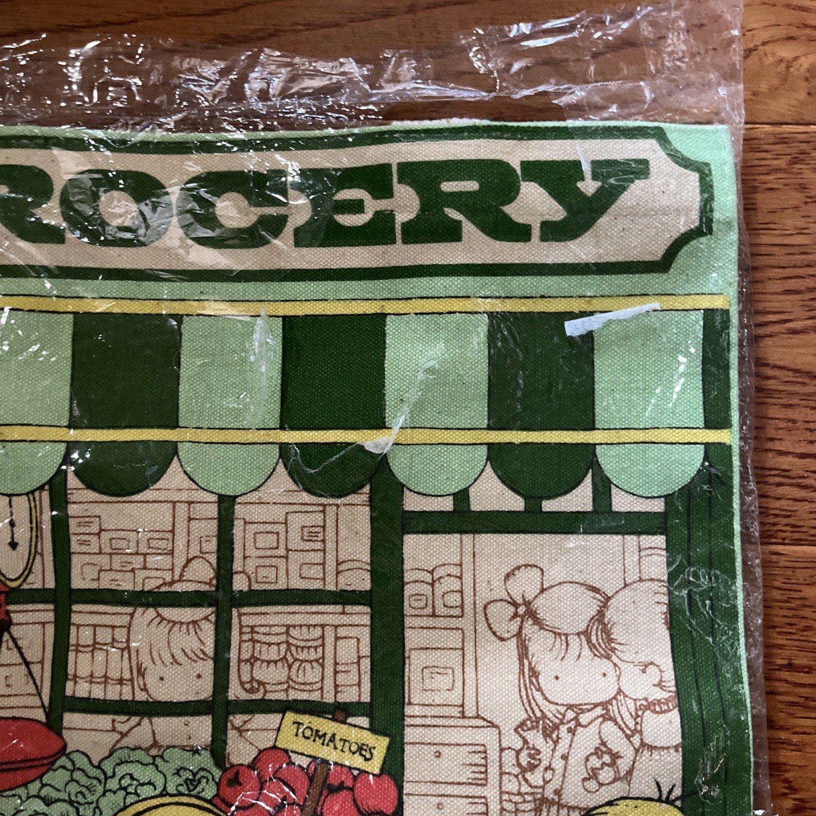 Joan Walsh Anglund 60/70’s Vintage GROCERY Cotton Illustrated Tote Bag NOS