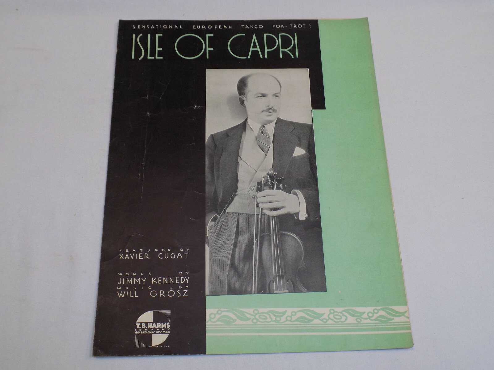 Isle of Capri Old Sheet Music European Tango Fox Trot Xavier Cugat Will Grosz