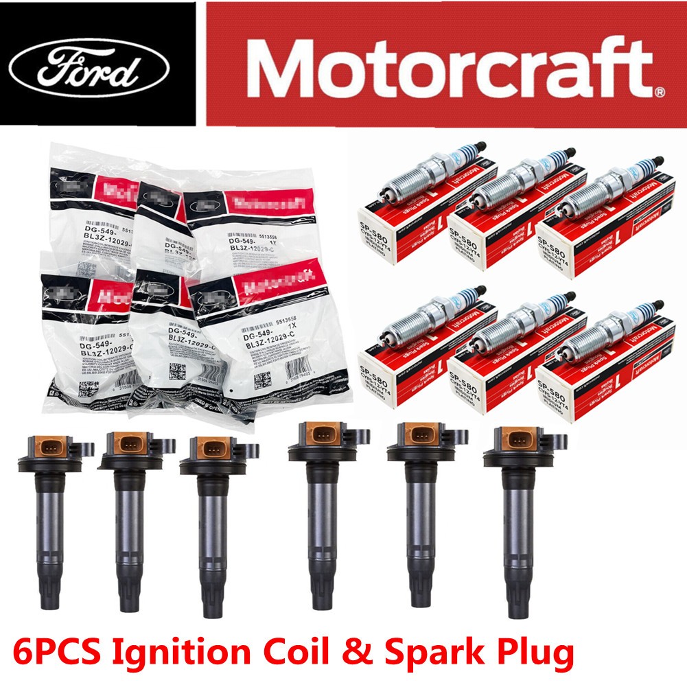 6PCS GENUINE Motorcraft Ignition Coil & Spark Plug For Ford F150 3.5L]