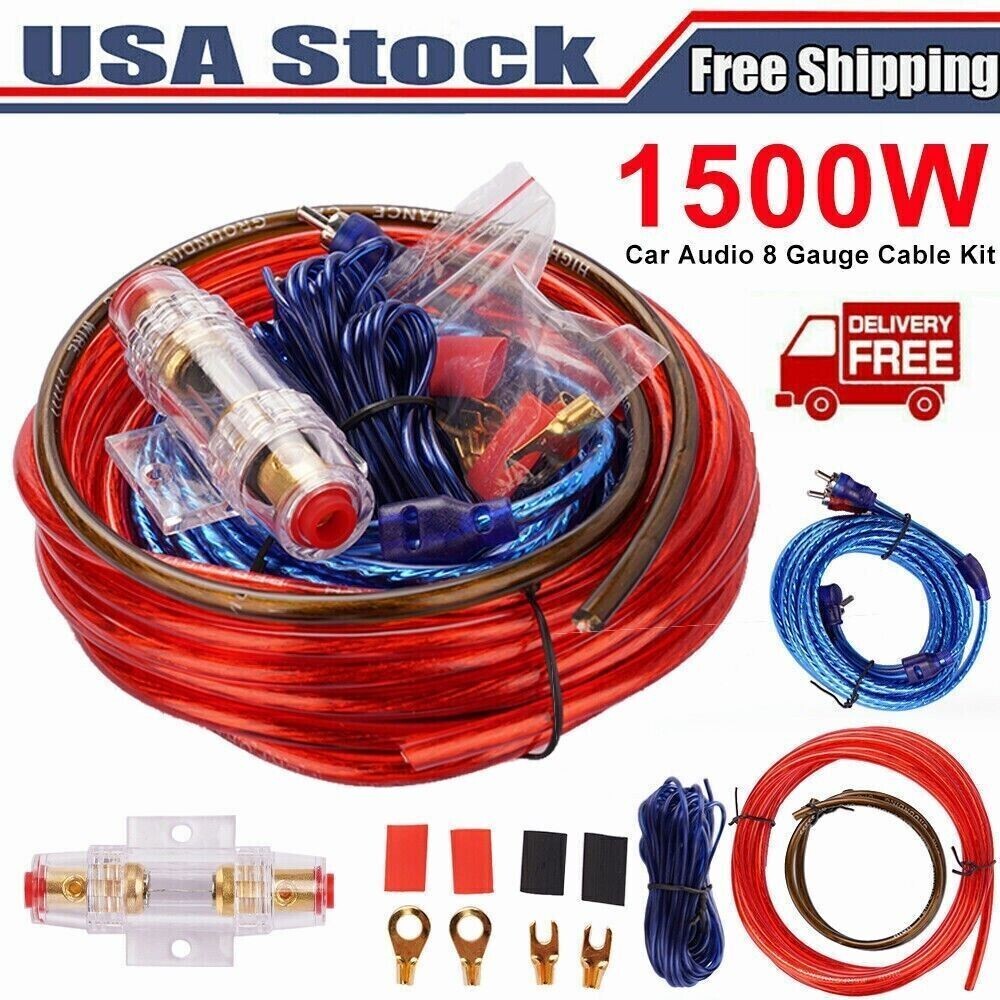 Car Audio Cable Kit 1500W Amp Amplifier Install RCA Subwoofer Sub Wiring 8 Gauge