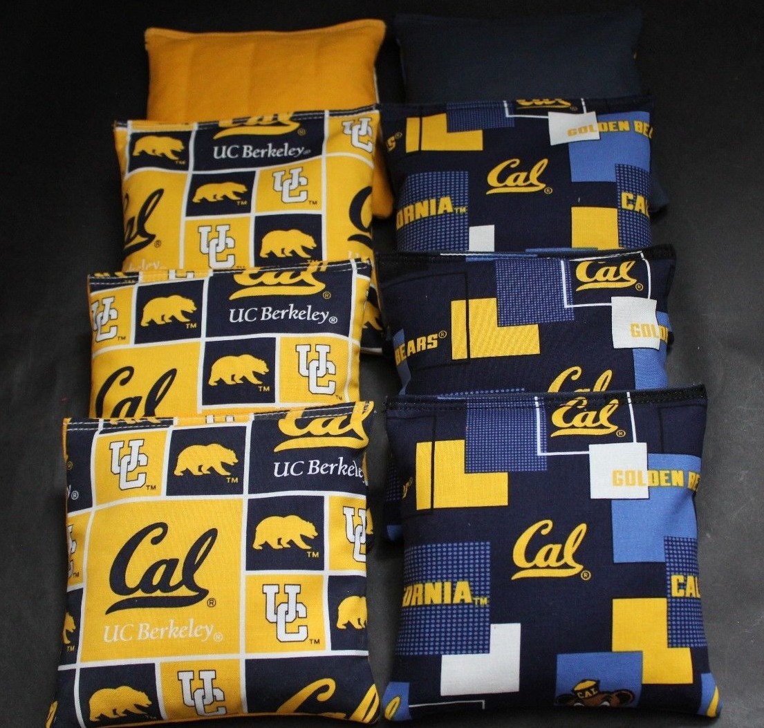 Cornhole Bean Bags w UC University of California CAL BERKLEY FABRIC GAME TOSS!!